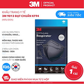 Khẩu Trang 3M KF94 9013 Màu Đen Đạt Chuẩn FDA Lọc Bụi Mịn PM2.5 Chống Vi Khuẩn Virus, Nhập Khẩu Hàn Quốc - Hàng Chính Hãng 3M - Khẩu Trang Y Tế Chuẩn 3D Mask Phòng Độc, Chống Giọt Bắn, Thiết Kế Thoải Mái Khi Đeo