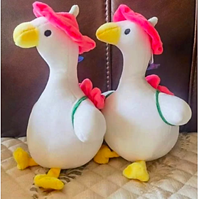 Thú nhồi bông ngỗng trắng đội mũ đáng yêu - Size 25cm - Quà tặng gấu bông vịt trắng êm mịn cho bé