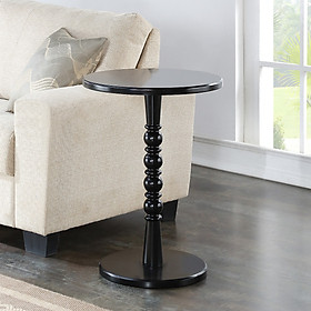 Mua Bàn tròn sofa  bàn để đèn  bàn trưng bày chân trụ tiện màu đen #4035-BLK