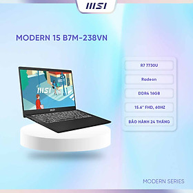 MSI Laptop Văn phòng Modern 15 B7M-238VN|R7 7730U|Radeon|DDR4 16GB|512GB SSD|15.6