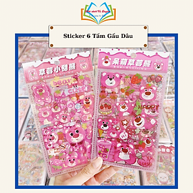 Sticker 6 tấm (đã cắt sẵn) hình gấu dâu