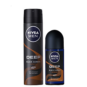 Bộ đôi Xịt Ngăn Mùi Nivea Men Than Đen Hương Espresso 150ml và Lăn Ngăn Mùi Nivea Men Than Đen Hương Espresso 50ml
