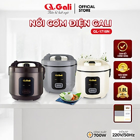 Nồi cơm điện Gali GL-1718N 1.8 lít 700w. Lòng nồi dày giữ nhiệt tốt. Hàng chính hãng bảo hành 24 tháng