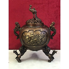 Mua Xông Trầm Công nâu bằng đồng cao 20cm