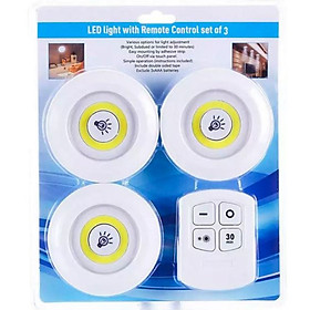 Combo 3 đèn led mini trang trí điều khiển từ xa dán tường, tủ phòng ngủ- phòng khách có chức năng hẹn giờ tắt