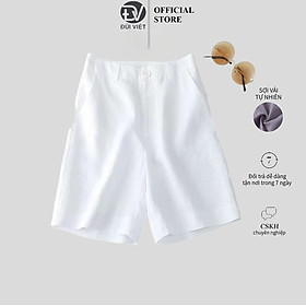Quần đùi ống rộng linen premium cao cấp, cạp thun ngang eo - Linen Short Đũi Việt Dv21