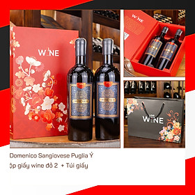 Hộp wine đỏ 2 chai rượu vang Domenico Ý