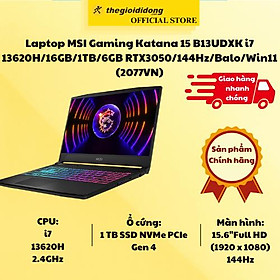Mua Laptop MSI Gaming Katana 15 B13UDXK i7 13620H/16GB/1TB/6GB RTX3050/144Hz/Balo/Win11 (2077VN) - Hàng Chính Hãng