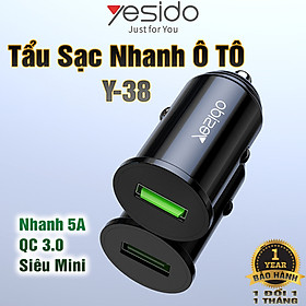 Tẩu sạc nhanh 20W Trên xe hơi Siêu nhỏ gọn Y-38 Hàng chính hãng