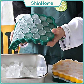 Mua Khay đá silicone (có nắp đậy) cao cấp hình tổ ong dễ dàng tách khuôn