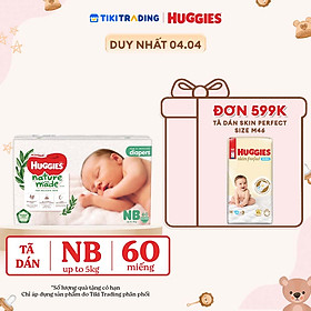 Tã Dán Siêu Cao Cấp Huggies Platinum Naturemade NB60 (60 Miếng)