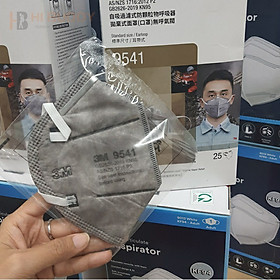 Khẩu Trang Lọc Bụi Than Hoạt Tính Bảo Vệ Hô Hấp 3M 9541 KN95, AS/ANZS P2, 25 Cái/Hộp
