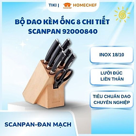 Bộ dao kéo kèm ống cắm gỗ Scanpan Classic 8 chi tiết 92000840, chất liệu thép không gỉ | Hàng chính hãng