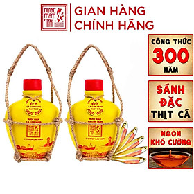 Đặc Sản Phan Thiết - [Combo 02 Bình Gốm 60 Đạm] Nước Mắm Tĩn Cá Cơm Vàng Ruột Đỏ Độ Đạm 60N 250Ml Rin Nguyên Chất Không Chất Bảo Quản