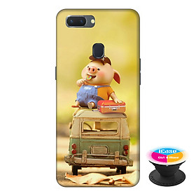 Ốp lưng điện thoại Oppo A5S hình Heo Con Ham Ăn tặng kèm giá đỡ điện thoại iCase xinh xắn - Hàng chính hãng