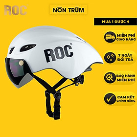 Mũ bảo hiểm xe đạp thể thao roc r16 đuôi nhọn, siêu nhẹ kèm kính