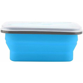 Hộp ăn trưa, 600 ml trong hộp đựng đồ ăn trưa có thể gập lại bằng silicone có thể gập lại (màu xanh)