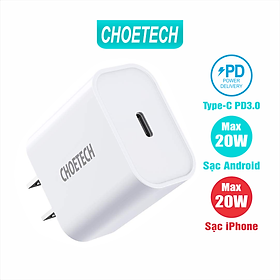 Adapter Củ Sạc CHOETECH PD 20W Chuyên Sạc Nhanh iPhone, iPhone 12 PD5005 - Hàng Chính Hãng
