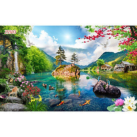 Mua Tranh dán tường phong cảnh Sơn Thủy Hữu Tình-Huyền Chi-M25503/ Decal PP tích hợp sẵn keo