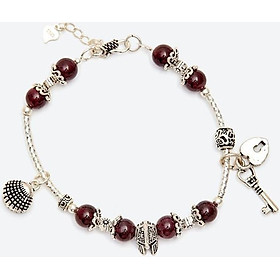 Vòng tay đá garnet ngọc hồng lựu phối vỏ sò Ngọc Quý Gemstones