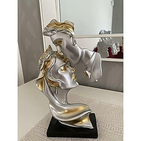 Tượng cặp vợ chồng sáng tạo trong hình dạng của một nụ hôn - bức tượng vàng Kisses người yêu người yêu Cục nghệ thuật hiện đại điêu khắc trang trí bàn cho bàn gia đình.