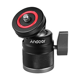 Andoer 2 in 1 Mini Cold Shoe Ball Head Dual Use with 1/4 Screw Cold Shoe Mount 360° Swivel Aluminum Alloy Compatible