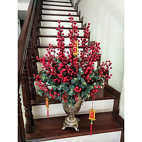 Mua Cành ĐÀO ĐÔNG ĐỎ trang trí dài 70cm bóng đẹp
