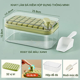 Mua Khay làm đá viên thông minh ấn tự động nhả đá kèm hộp đựng trong suốt