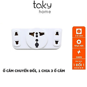 Ổ Cắm 2 Chức Năng: Phích Cắm Chia 3 Và Ổ Cắm Chuyển Đổi Từ 3 Chấu Thành 2 Thấu, 2000W, Nhựa ABS - TakyHome 8605