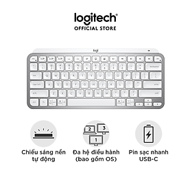 Bàn phím không dây Bluetooth Logitech MX Keys Mini - Nhỏ gọn, Sạc USB-C, Phím tắt thông minh, Có bản cho Mac - Hàng chính hãng