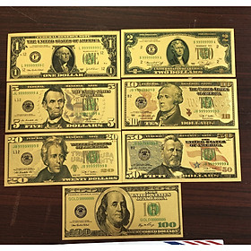 Mua Bộ 7 tờ Tiền USD Mạ Vàng Plastic 999999 lưu niệm làm quà tặng sưu tầm   trang trí