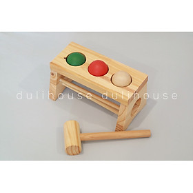 Đồ chơi gỗ cao cấp 2 tầng đập bóng, giúp bé cầm nắm dễ dàng
