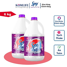 Can nước giặt xả SPY Ultra Clean Tím 6 kg 2 trong 1 hương hoa Pháp trắng