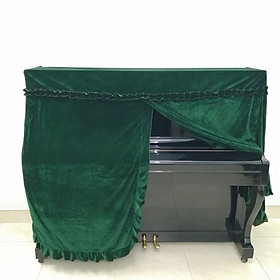 Bộ khăn phủ đàn piano cơ nhung xanh rêu