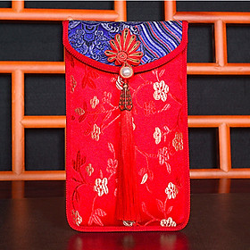 Lì xì vải gấm cao cấp bản dọc đính ngọc ( 12.5x19cm )