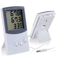 Dụng cụ đo nhiệt độ, độ ẩm ( 2 cảm biến nhiệt độ đo được nhiệt độ 2 nơi cùng 1 lúc)