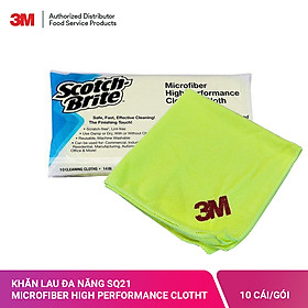 Mua Combo 10 Khăn Lau Đa Năng Microfiber 3M Scotch Brite High Performance SQ21s 36x36cm ( 10 cái/gói )