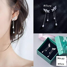 BÔNG TAI NỮ BẠC 925 DÁNG DÀI TRANG SỨC CAO CẤP NO.93 HOA TAI NỮ ĐẸP VÀNH TAI HT05
