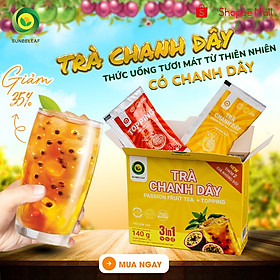 [TẶNG TOPPING] Trà Chanh Dây hòa tan Sunbeleaf, có chanh dây thật, trà hoa quả tươi ngon, thanh mát, hộp 10 gói