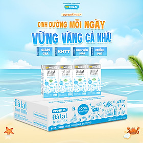 Sữa tươi UHT Đà Lạt True Milk VPMilk KHÔNG ĐƯỜNG hộp 180ml (Thùng 48 hộp)