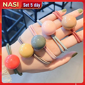 Dây buộc tóc nữ đính hạt tròn Acrylic [Set 5 dây] NASI dễ thương phong cách hàn quốc thun cột tóc nữ co giãn tốt phụ kiện tóc