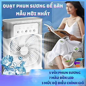 Mua Quạt phun sương để bàn nhỏ gọn  tiện lợi  có 5 vòi phun sương quạt hơi nước kèm đèn led 7 màu tùy chỉnh có chế độ hẹn giờ cùng 3 chế độ phun sương làm mát mẫu mới nhất