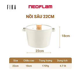[Hàng Chính hãng] Nồi sâu chống dính bếp từ Neoflam Fika - Hàn Quốc 22cm. Made in Korea. Hàng có sẵn, giao ngay