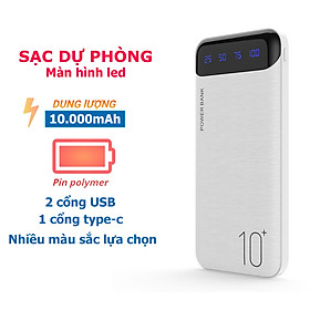 Sạc Dự Phòng Tích Hợp Màn Hình Led Sắc Nét Dung Lượng Chuẩn 10000mAh - Hàng Chính Hãng