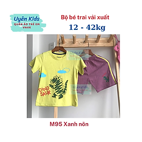 Bộ đồ vải xuất mỏng mát in hoạt hình cho bé trai 12-42kg