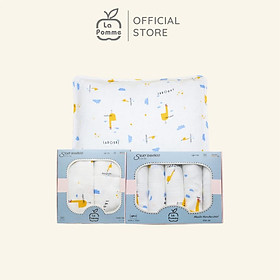 Mua Combo 3 P001 Gối sơ sinh+K001 Set 5 Khăn sữa (30x30cm)+K002 Set 2 Khăn đa năng sợi tre lụa (75x75) - Funny goose