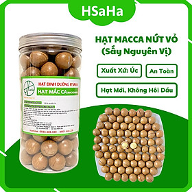 Hạt MacCa Nứt Vỏ HSaHa - Mắc Ca Nhập Khẩu Úc Sấy Nguyên Vị Ăn Liền Hộp 500g (Tặng Dụng Cụ Tách Vỏ)