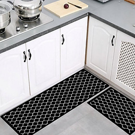 Mua Bộ hai tấm thảm bếp  thảm trải sàn  thảm chùi chân  thảm trang trí XOẮN ĐEN A18