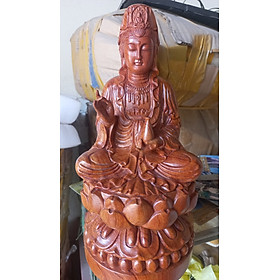 Tượng phật bà quan âm bồ tát bằng gỗ hương đá kt 30×15×14cm