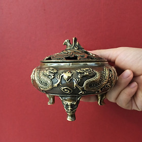Mua Lư Trầm Ba Chân Rồng Chầu Bằng Đồng Hun Giả Cổ  Lư Trầm  Xông Trầm